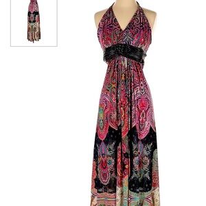 Sky Brand Halter maxi dress With Leather belt Detail sexy Small BOHO Festival